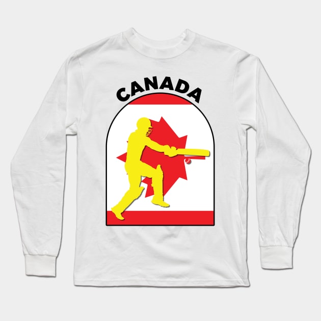 Canada Cricket Batsman Canada Flag Long Sleeve T-Shirt by DPattonPD